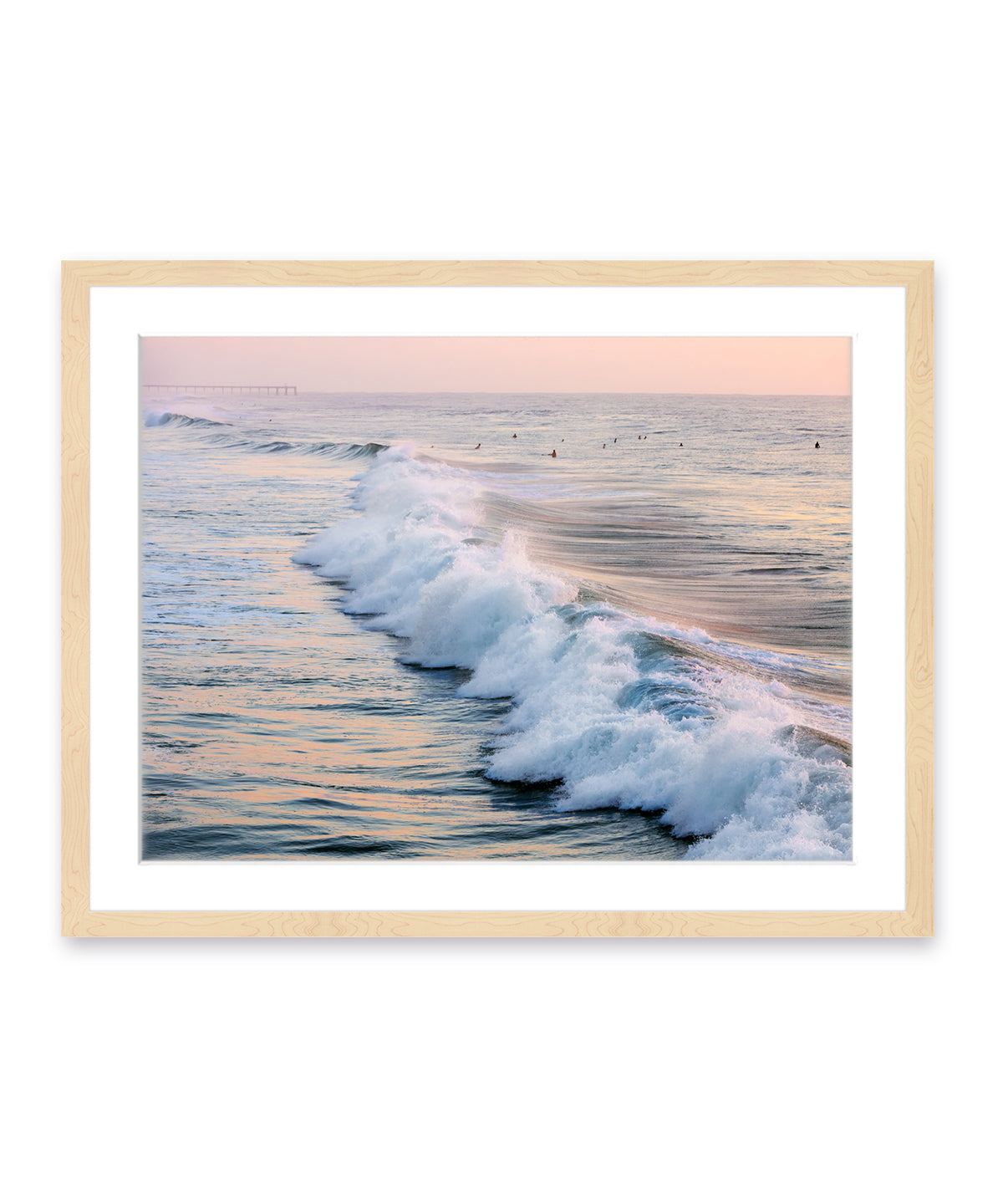 pink and blue ocean prink wood frame