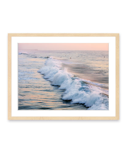 pink and blue ocean prink wood frame