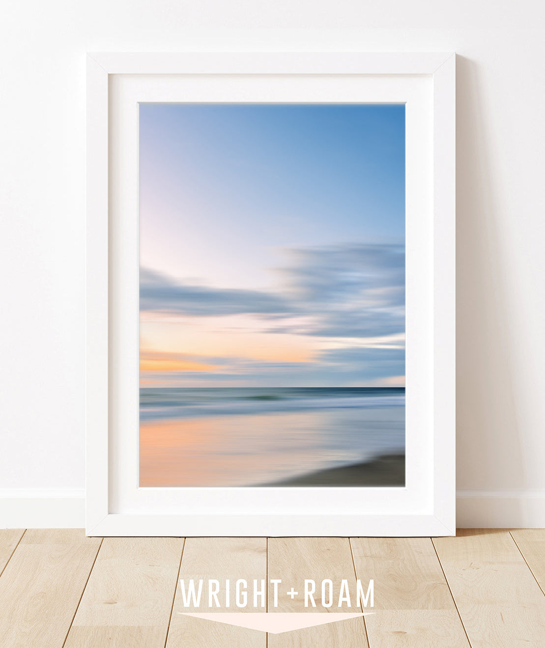 pastel blue abstract sunrise beach print