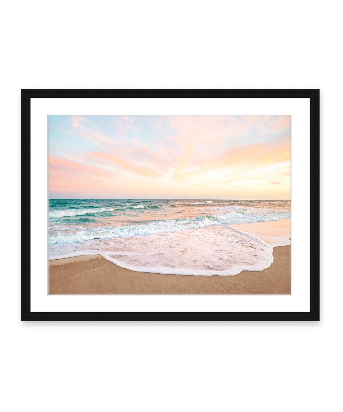 Pastel Colorful Sunset Wrightsville Beach Photograph, Black Wood Frame by Wright and Roam