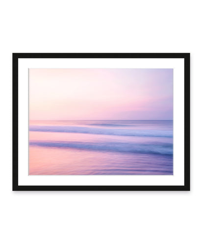 pastel pink abstract minimal ocean waves beach photograph, black wood frame by Wright and Roam
