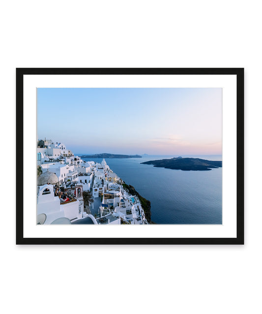 Blue Sunset Santorini Greece, Black Frame