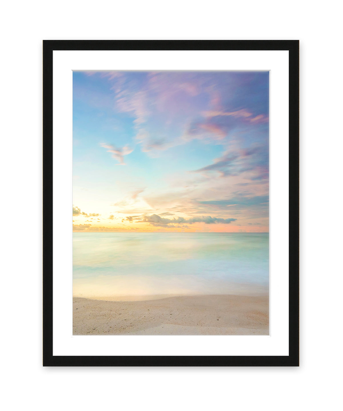 Pastel Abstract Sunrise Wrightsville Beach Photograph, Black Wood Frame by Wright and Roam