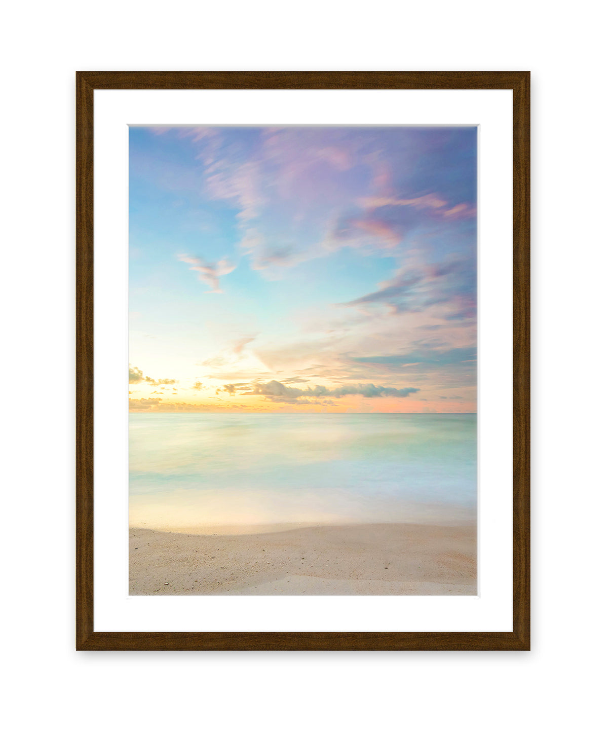 Pastel Abstract Sunrise Wrightsville Beach Photograph, Dark Wood Frame by Wright and Roam