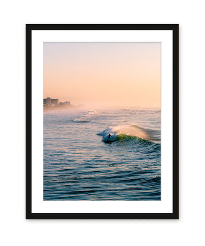 Wrightsville beach sunrise surf print black frame