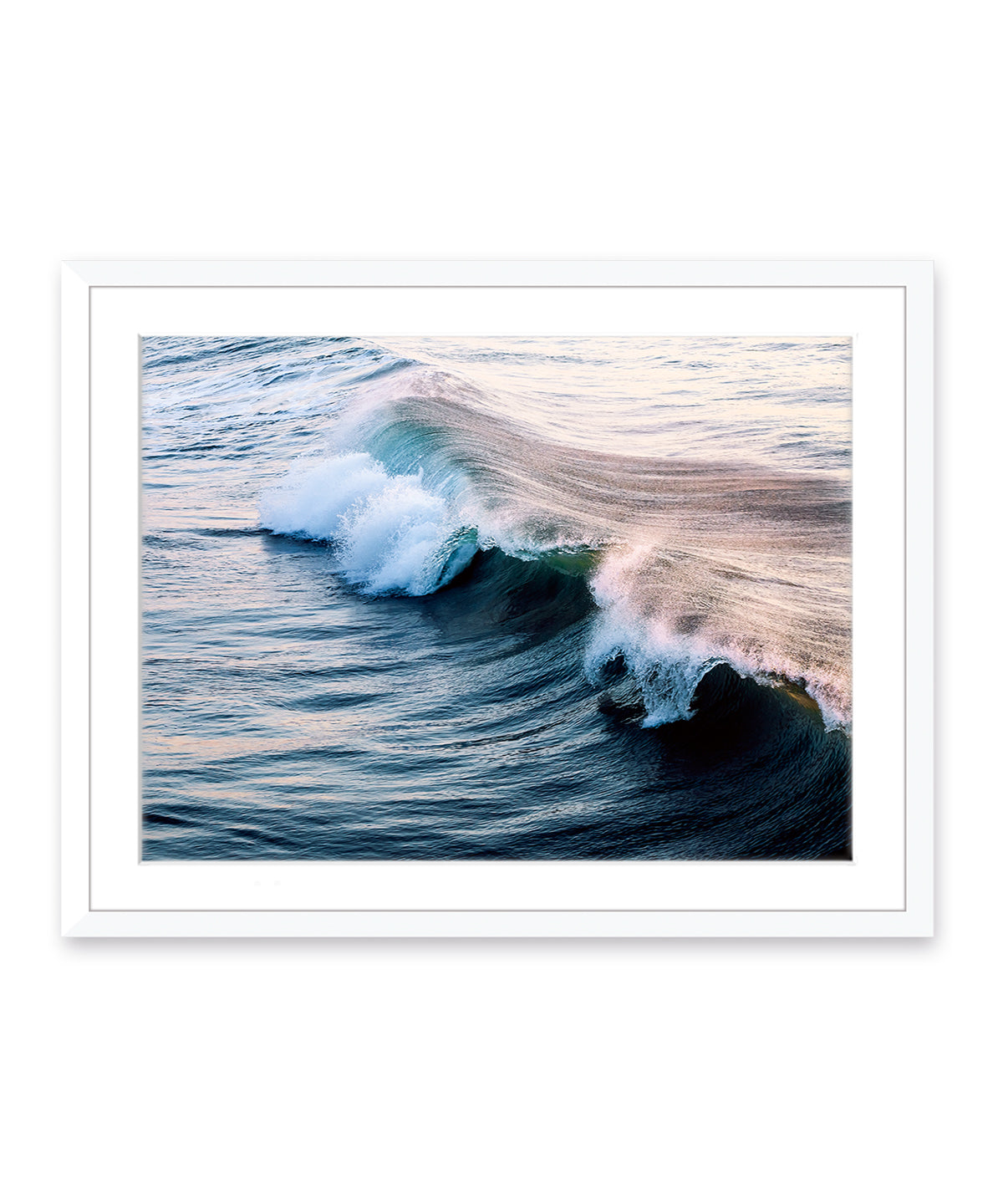 indigo ocean wave photograph white frame