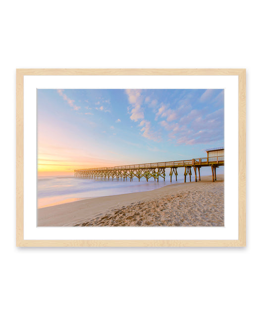 wrightsville beach photograph, wood frame beach print