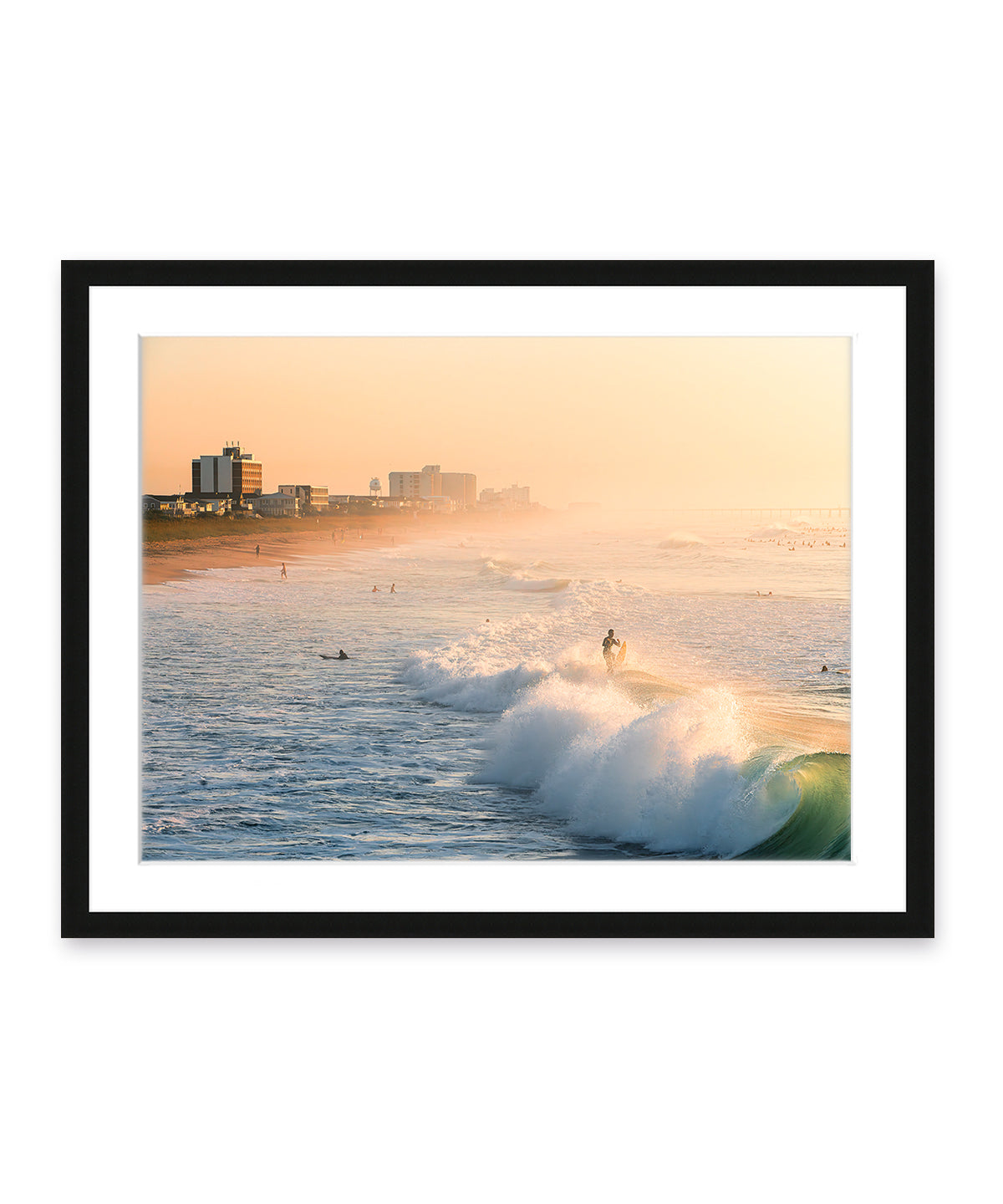 sunrise surfing wrightsville beach black frame