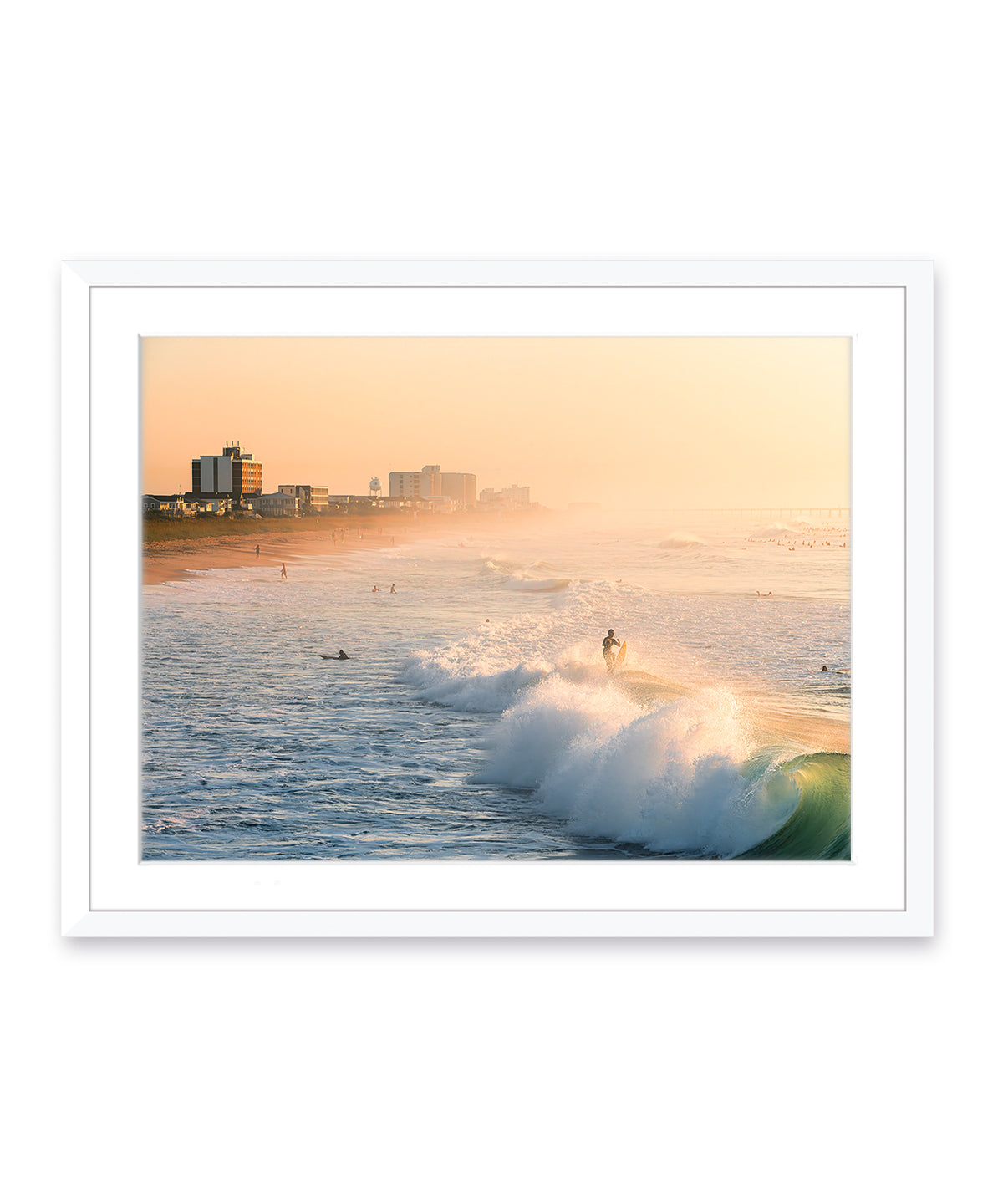 sunrise surfing wrightsville beach white frame