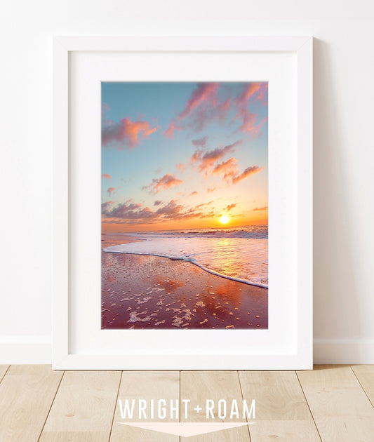 colorful sunset beach print, Wright and Roam