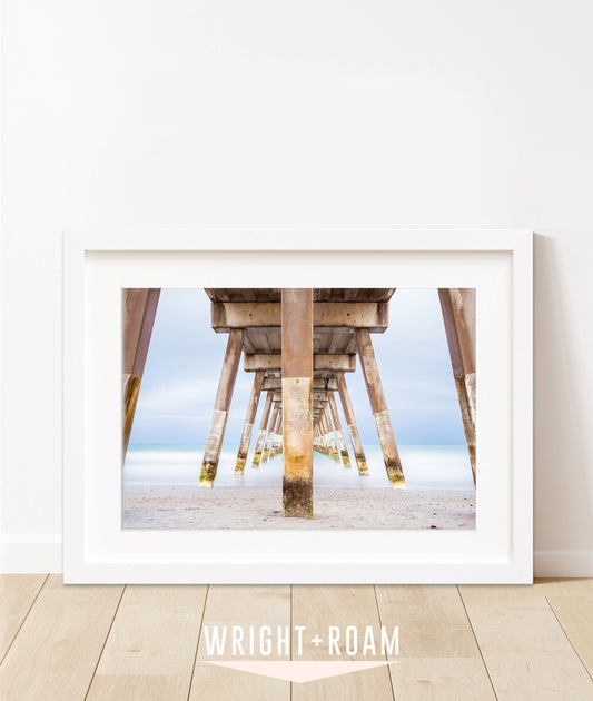blue Johnny mercer pier wrightsville beach photograph, by Wright and Roam