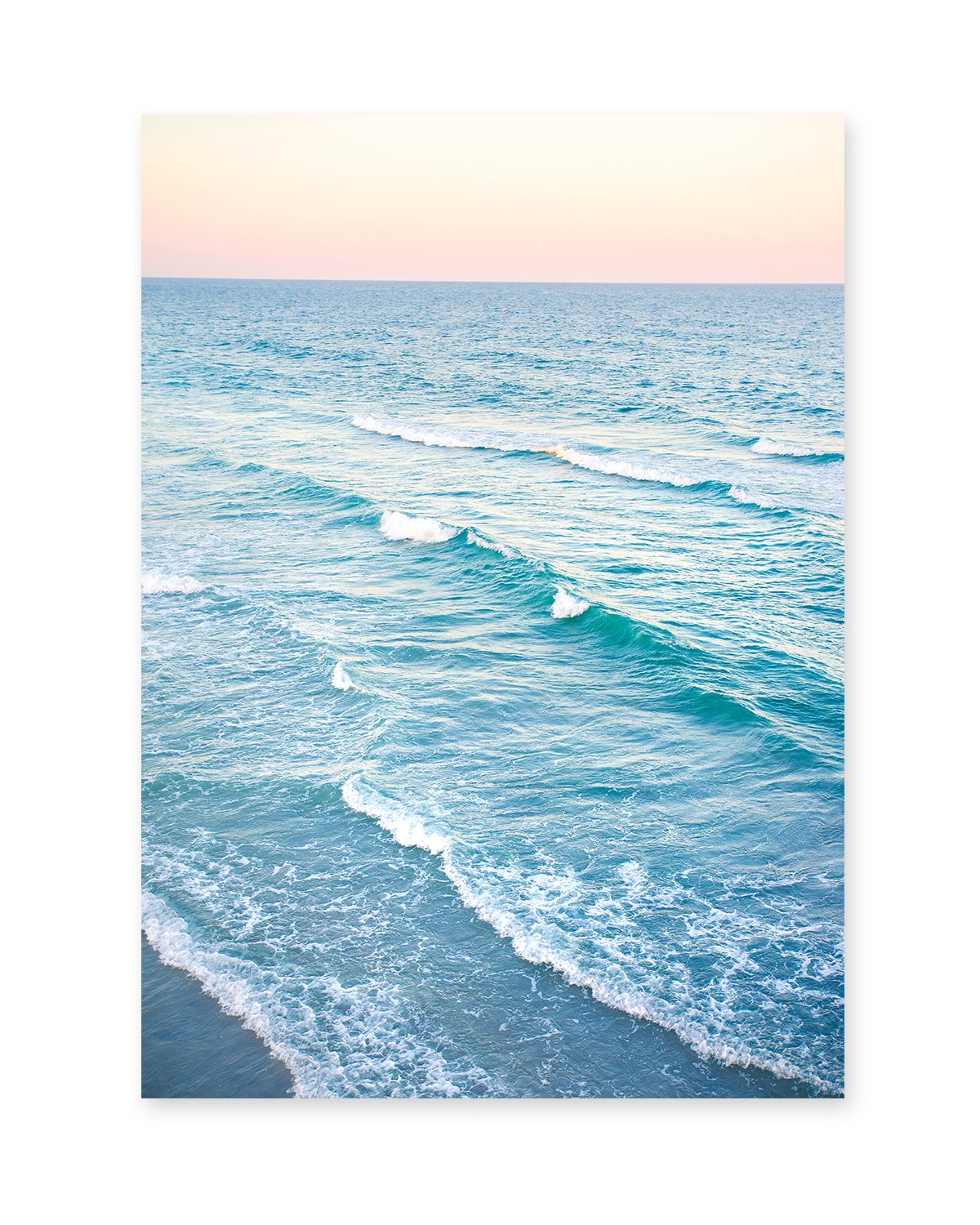 aerial photograph, blue ocean waves at sunset, Photograph by Wright and Roam